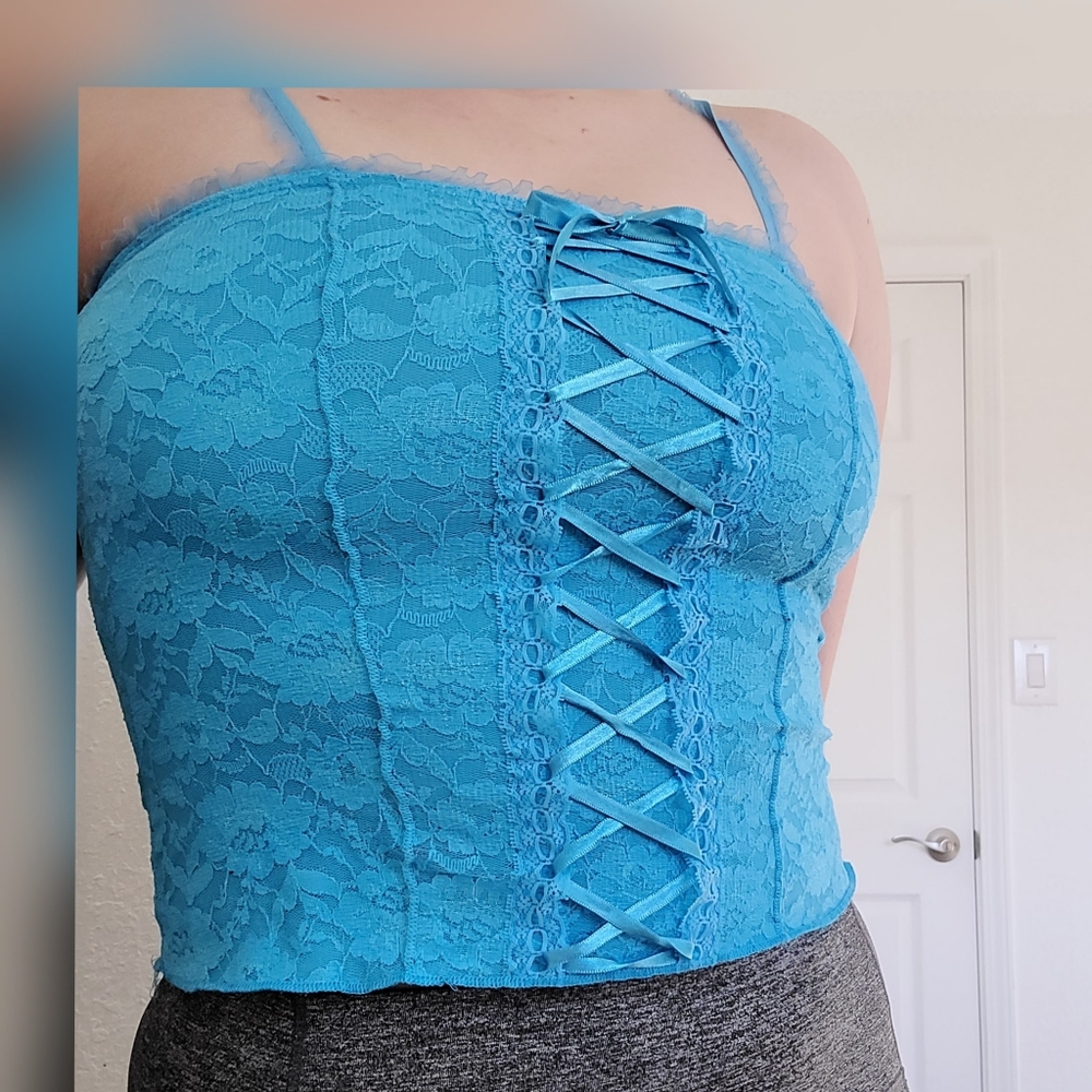 Blue Lace Top Y2K